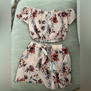floral 2 piece shorts set